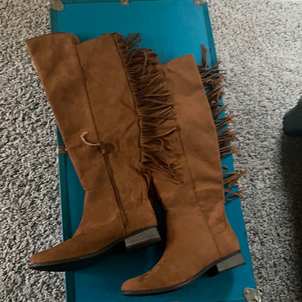 Brown Fringe American Eagle knee high boots